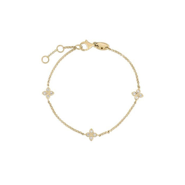 Love In Verona Yellow Gold and Diamond 3 Station Bracelet